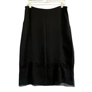 TAHARI 100% Silk Layered Chiffon Skirt Side Zip Black Size 12